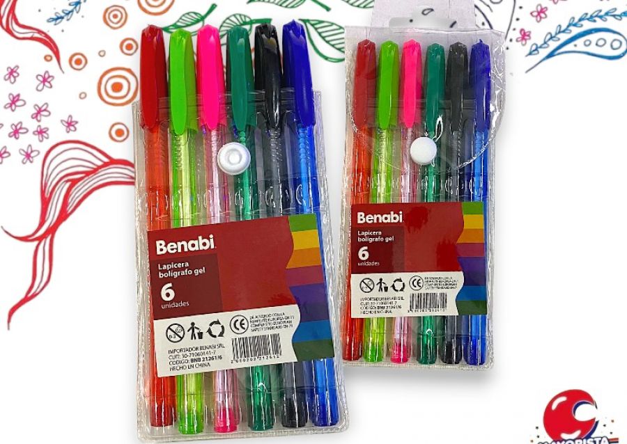 LAPICERA BOLIGRAFO GEL X 6 (BNB21261-6) BENABI