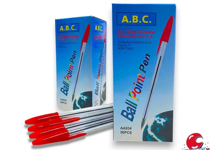 LAPICERA ROJA X 1 (X10) TRANSPARENTE ABC (AA934) ATHANDL