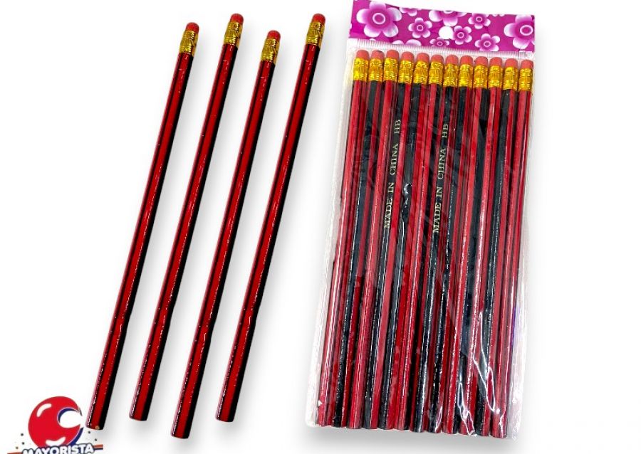 LAPIZ NEGRO C/GOMA X 12 (ROJO Y NEGRO) BOLSA TAPS