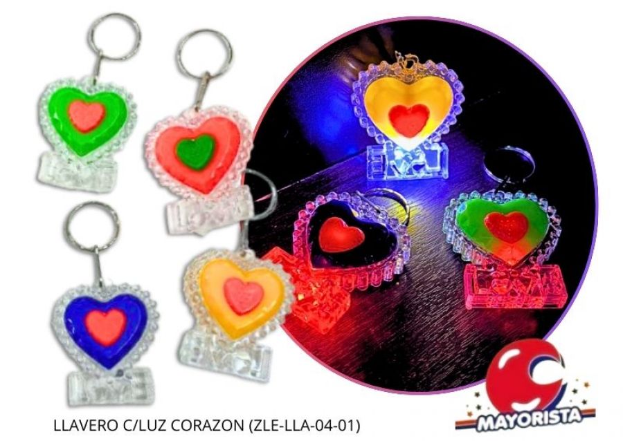 LLAVERO C/LUZ CORAZON (ZLE-LLA-04-01) ERIK