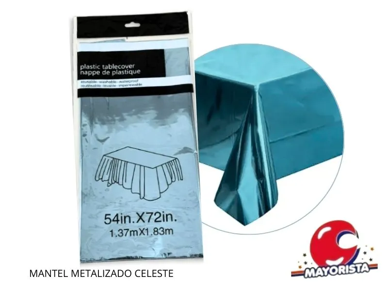 MANTEL METALIZADO CELESTE 183X137 (YJ0800) YJ IMPORT