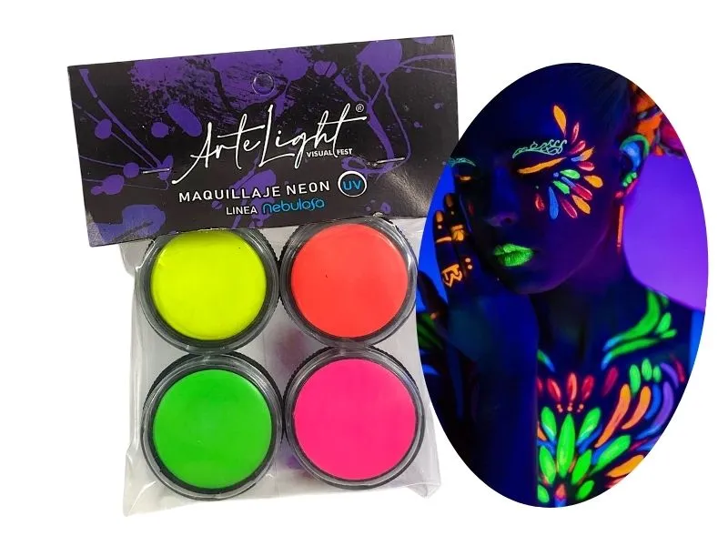 MAQUILLAJE ARTISTICO X 4 FLUO VER/AM/FUC/NAR 5 GRS C/U (7037) ARTELIGHT
