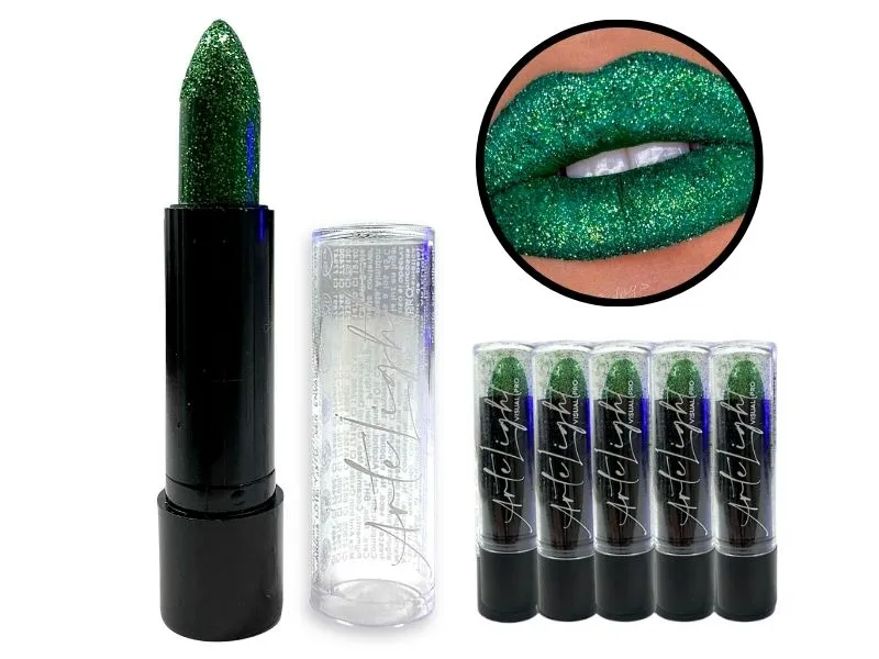 [3975] MAQUILLAJE LABIAL C/GLITTER VERDE 5 GRS (7486) ARTELIGHT
