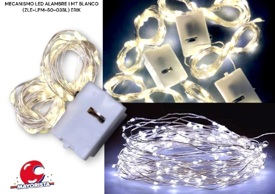 [4084] MECANISMO LED ALAMBRE 1 MT BLANCO (ZLE-LPM-01BL/YJ0669) YJ IMPORT