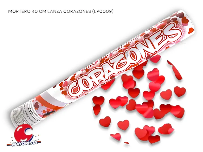 [8034108000091] MORTERO 40 CM LANZA CORAZONES METALIZADO (LP0009) YJ IMPORT