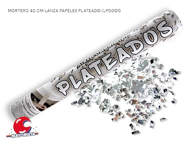 [8034108000015] MORTERO 40 CM LANZA PAPELES PLATEADO (LP0001) YJ IMPORT