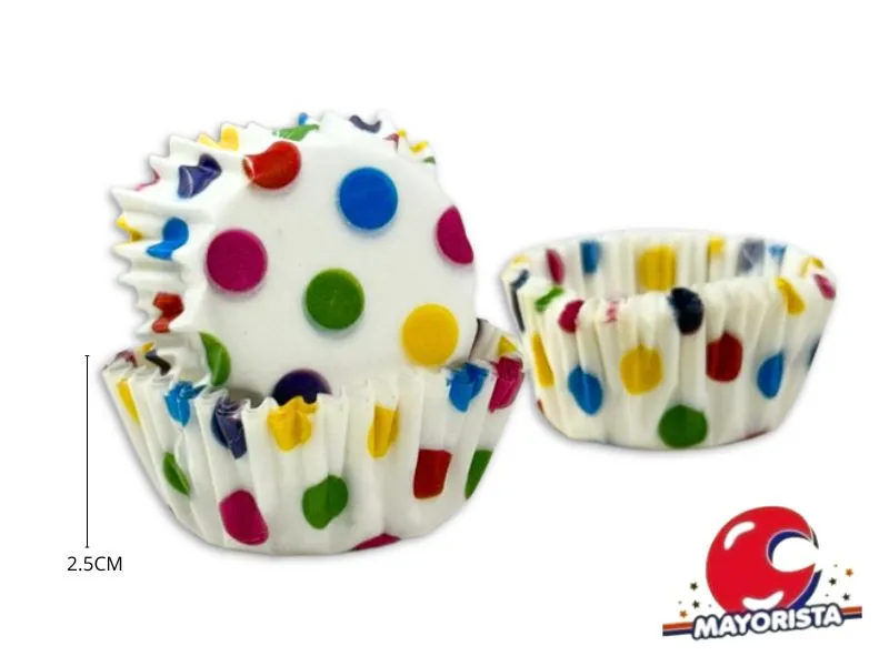 [9546] PIROTINES N 8 X 25 BLANCO CON LUNARES COLORES (CONVIDA)