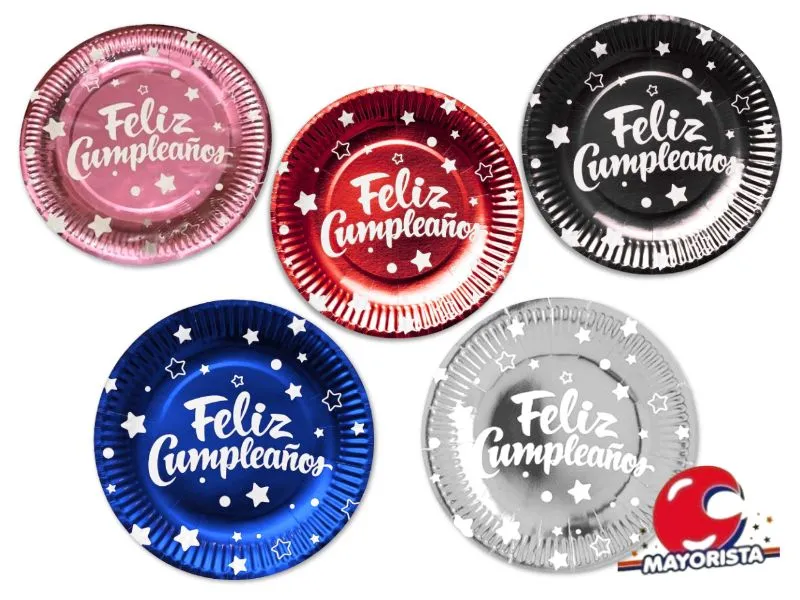 PLATOS METALIZADOS FELIZ CUMPLE X 10 (ZLE-CDE-08-01) ERIK
