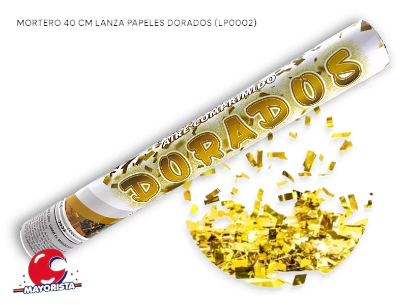 MORTERO 40 CM LANZA PAPELES DORADOS (LP0002) YJ IMPORT
