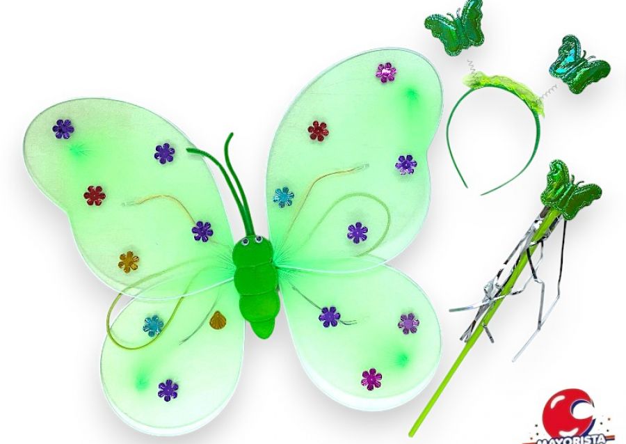 SET DE MARIPOSA CON LUZ VERDE MANZANA (YJ0729) YJ IMPORT