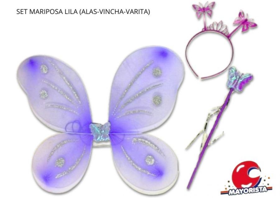 SET MARIPOSA LILA (ALAS-VINCHA-VARITA) YJ0409 - YJ IMPORT