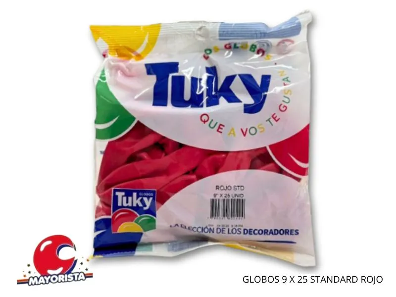 [7790391600424] GLOBOS 9 X 25 STANDARD ROJO - TUKY