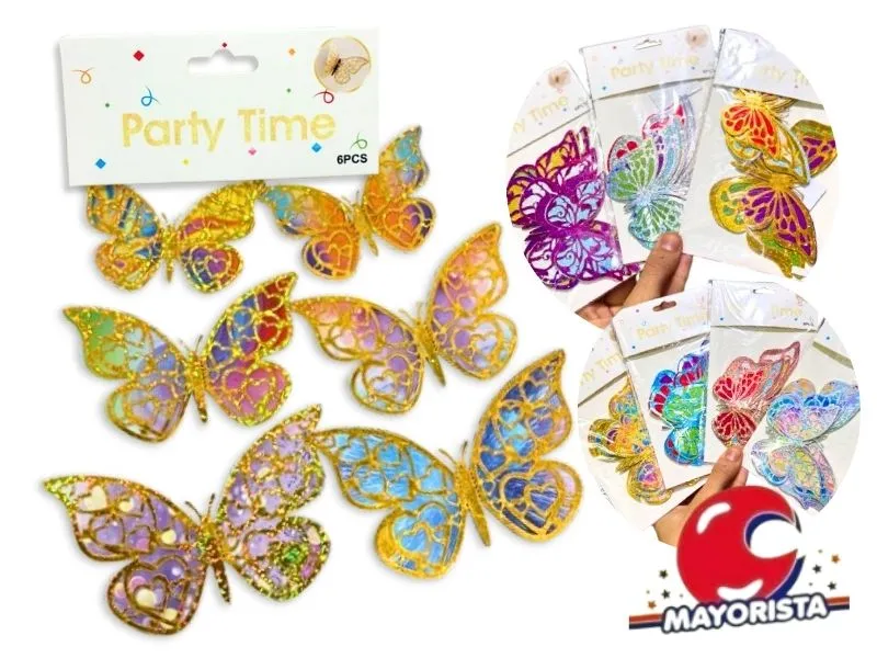 MARIPOSAS X 6 DOBLES CALADAS VS COLORES (MD459-10537) CHG