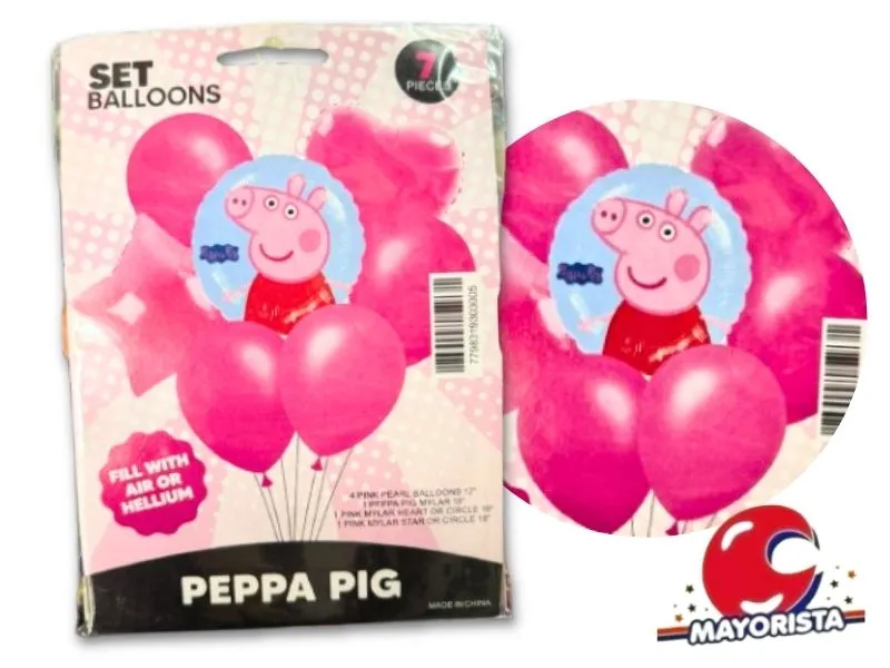 [7798319303005] SET DE GLOBOS 7 PCS PEPPA PIG - ARDITEX