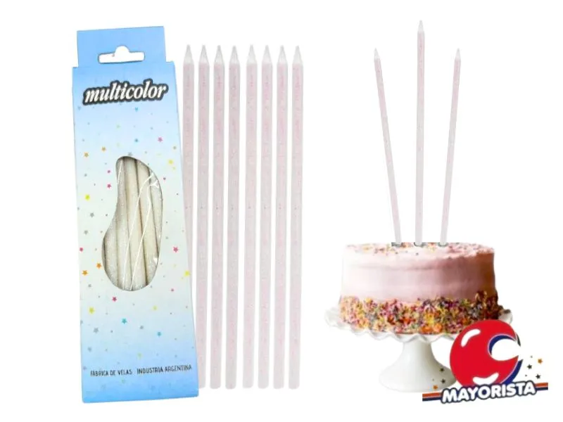 [2045] VELAS FINITAS X 15 BLANCA C/BRILLO AMERICANA (25) - VELAS MULTICOLOR