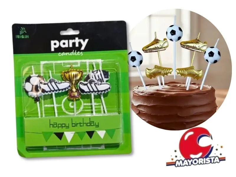 VELAS X 5 BOTINES, CAMISETA, PELOTA Y COPA (Y1213-VE159) CHG