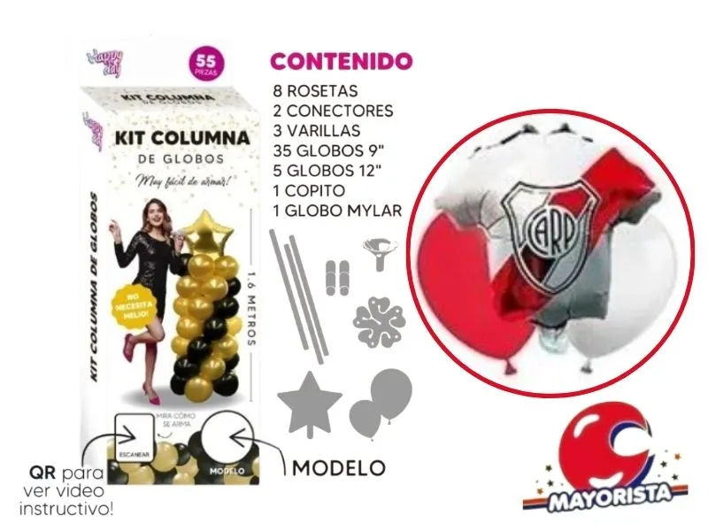 KIT COLUMNA DE GLOBOS RIVER 55 PCS - ARDITEX