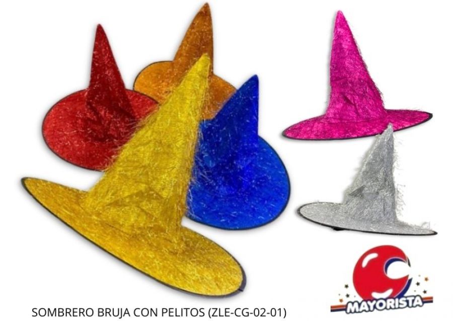SOMBRERO BRUJA METALIZADO CON PELITOS (ZLE-CG-02-01) ERIK