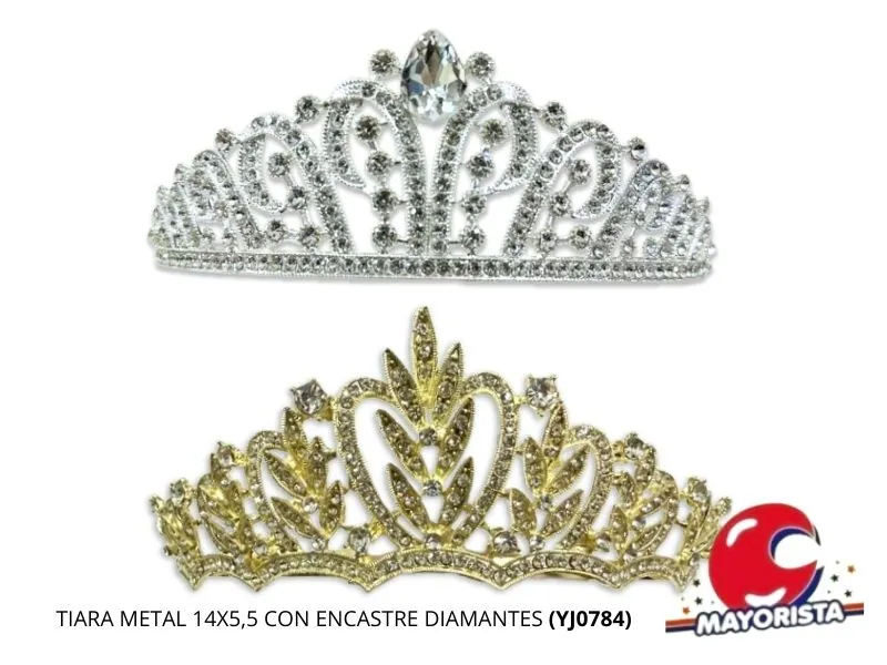 TIARA METAL 14X5,5 CON ENCASTRE DIAMANTES (YJ0784) YJ IMPORT