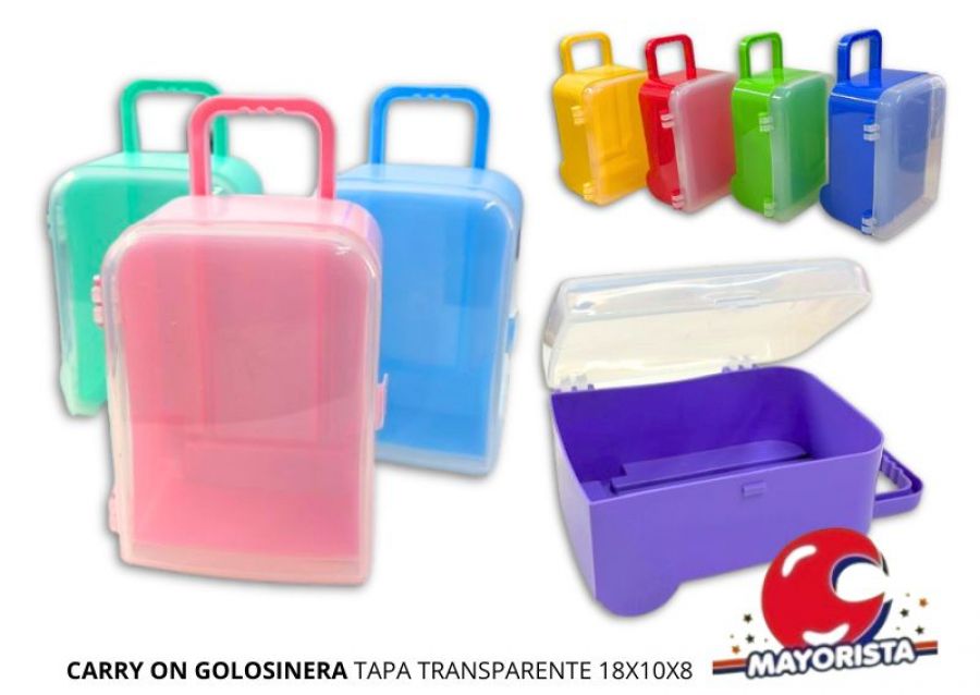 VALIJITA CARRY ON GOLOSINERA TAPA TRANSPARENTE 18X10X8 - PLAST