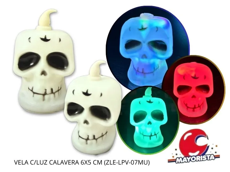 VELA C/LUZ CALAVERA 6X5 CM (ZLE-LPV-07MU) ERIK