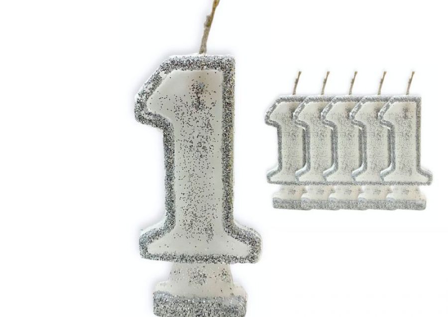 VELA NUMEROTE 1 BLANCA C/GIBRE X 1 (X10) - VELAS MULTICOLOR