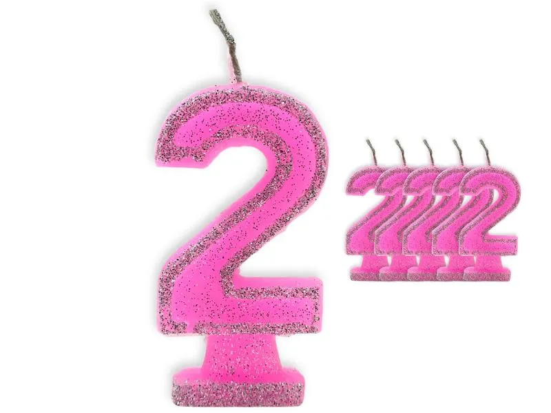 VELA NUMEROTE 2 ROSA C/GIBRE X 1 (X10) - VELAS MULTICOLOR