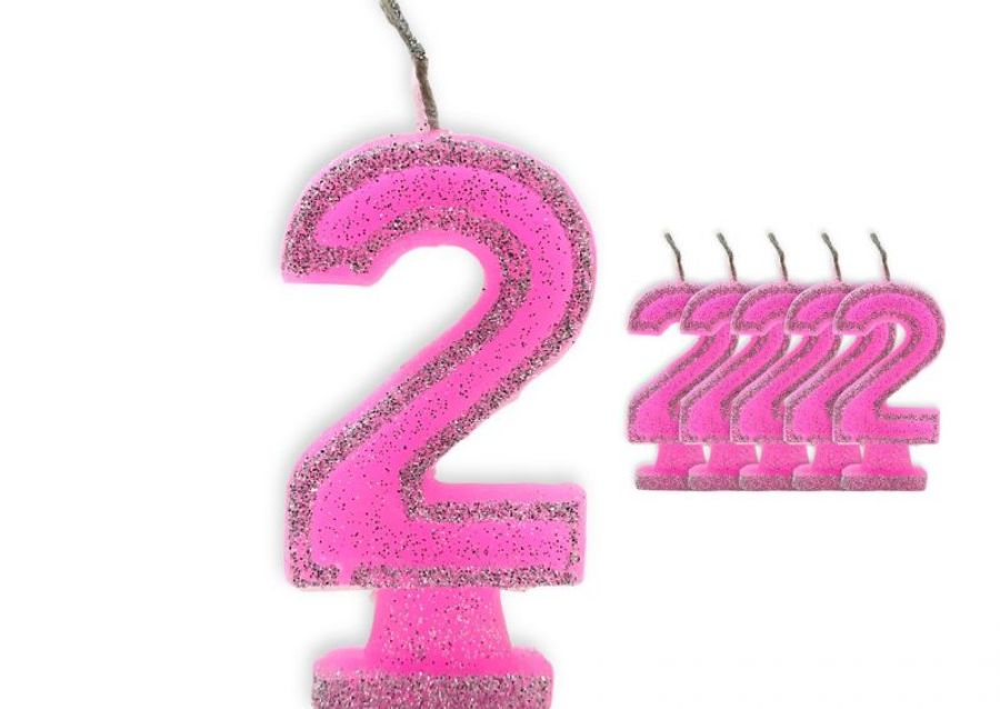 VELA NUMEROTE 2 ROSA C/GIBRE X 1 (X10) - VELAS MULTICOLOR