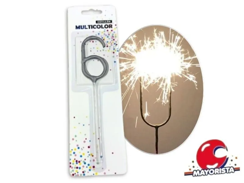 VELA SPARKLE N 6 PLATA OSCURO (13676) CADENACI