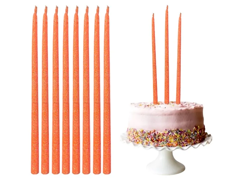 VELAS FINITAS X 15 SALMON C/BRILLO AMERICANA (25) - VELAS MULTICOLOR