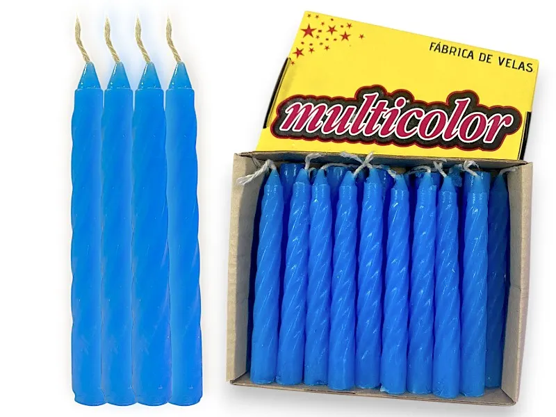 VELONCITO 9 CM COMUN X 1 CELESTE (X20) - VELAS MULTICOLOR