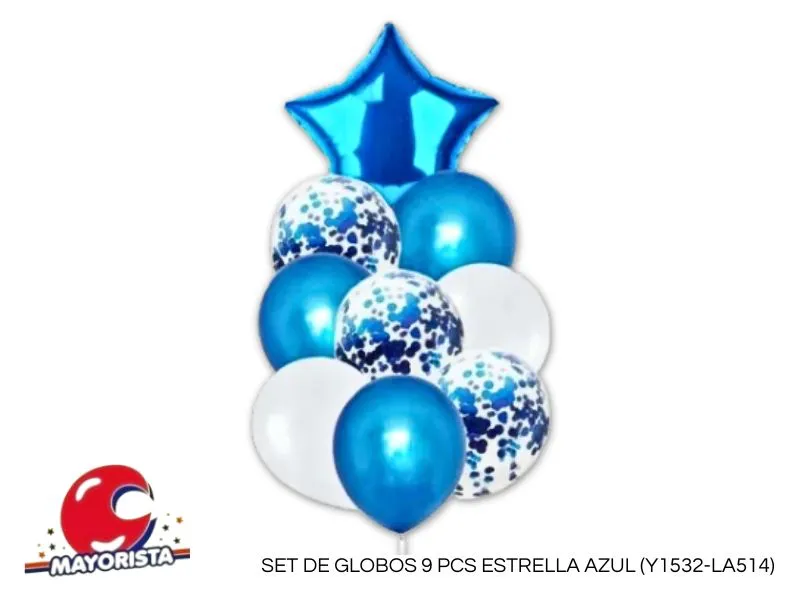 [2001] SET DE GLOBOS 9 PCS ESTRELLA AZUL (Y1532-LA514) CHG