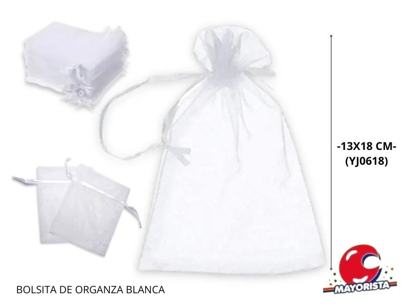 [8034107004915] BOLSITA DE ORGANZA BLANCA 13X18 CM (YJ0618) YJ IMPORT