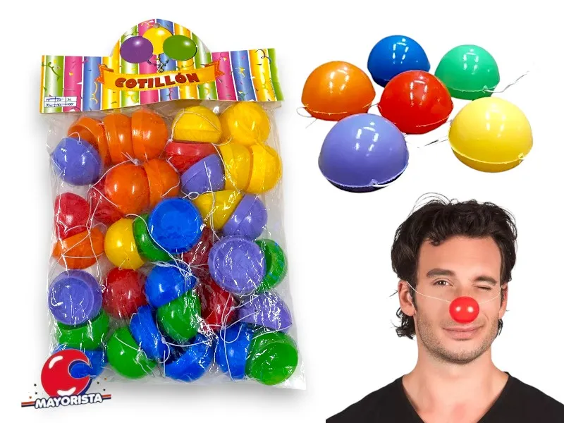 [7096] NARIZ DE PAYASO X 36 PLASTICA MULTICOLOR - COTILLON GARAVANO