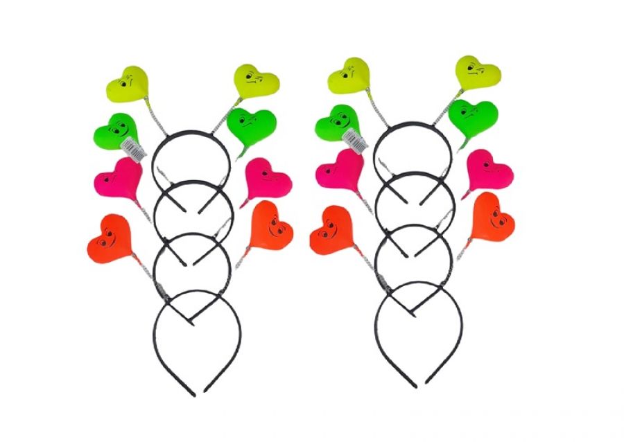 [371876055028] VINCHA RESORTE PLASTICA CORAZON CARITA (5502) TRIGGER PACK