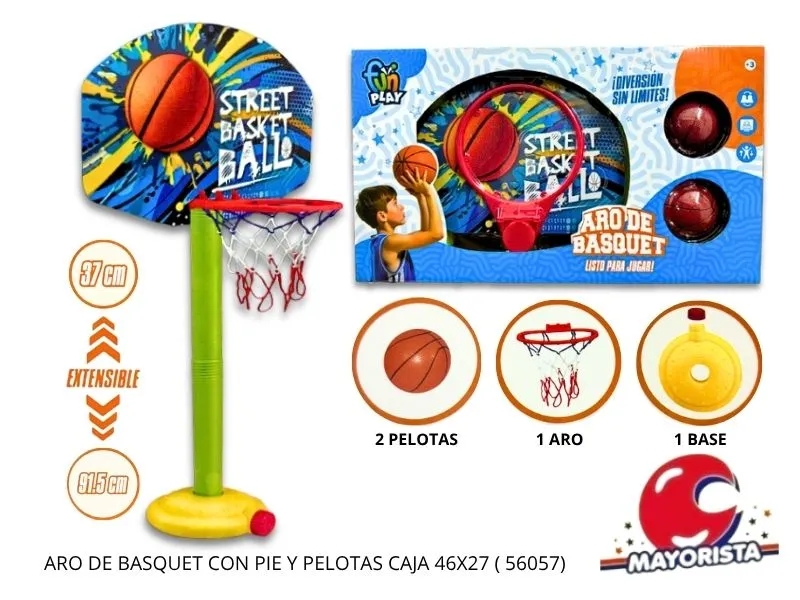 ARO DE BASQUET CON PIE Y PELOTAS CAJA 46X27 (56057) KADA