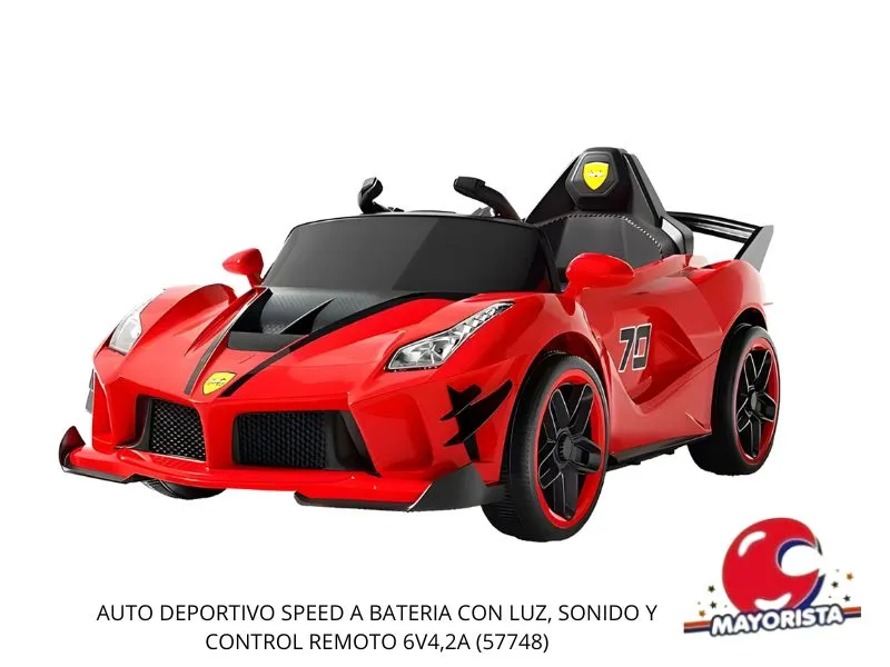 [7751079258832] AUTO DEPORTIVO SPEED A BATERIA CON LUZ, SONIDO Y CONTROL REMOTO 6V4,2A (57748) KADA