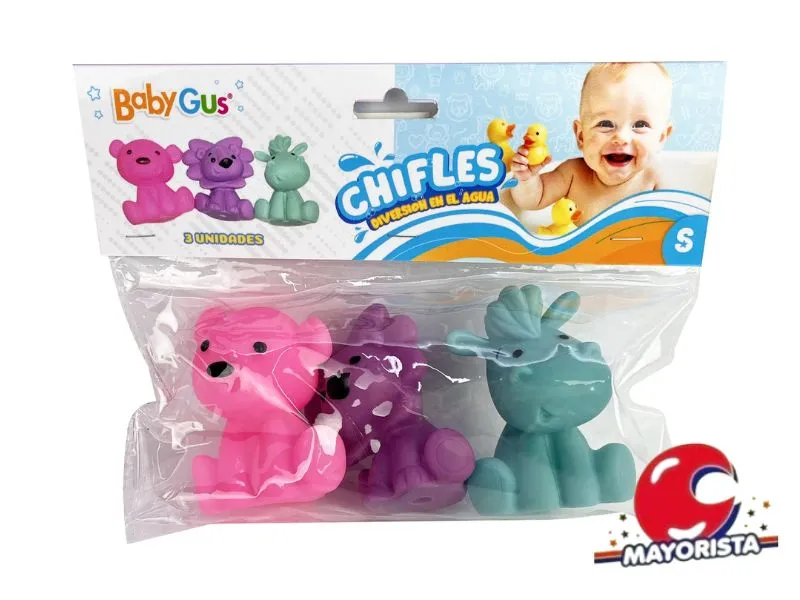 CHIFLES X 3 ANIMALES EN BOLSA 23X16 BABYGUS (55669) KADA