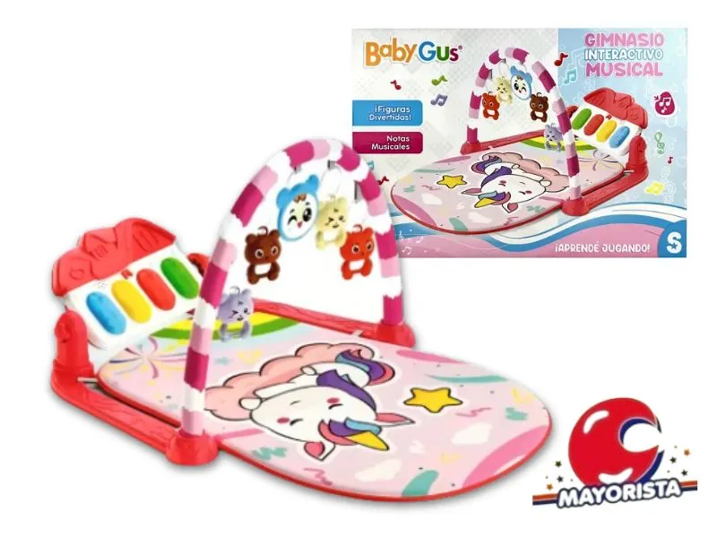 [7453105020306] GIMNASIO INTERACTIVO MUSICAL C/PIANO BABYGUS CAJA ROSA 74X56 (55059) KADA