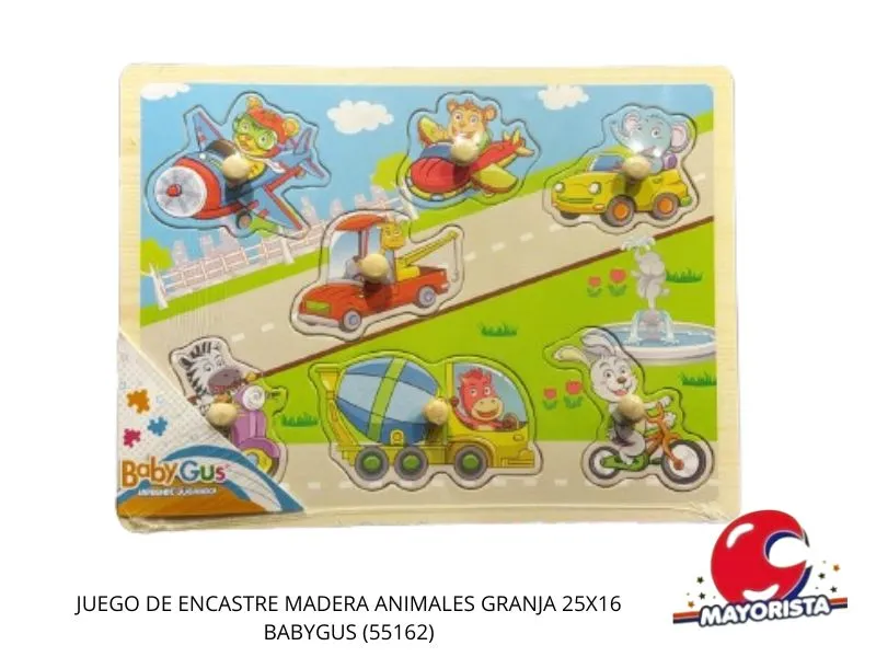 [7453077211870] JUEGO DE ENCASTRE MADERA ANIMALES GRANJA 25X16 BABYGUS (55162) KADA