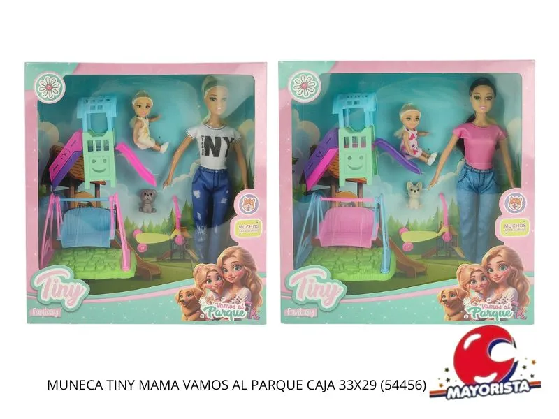 [7450077073552] MUNECA TINY MAMA VAMOS AL PARQUE CAJA 33X29 (54456) KADA
