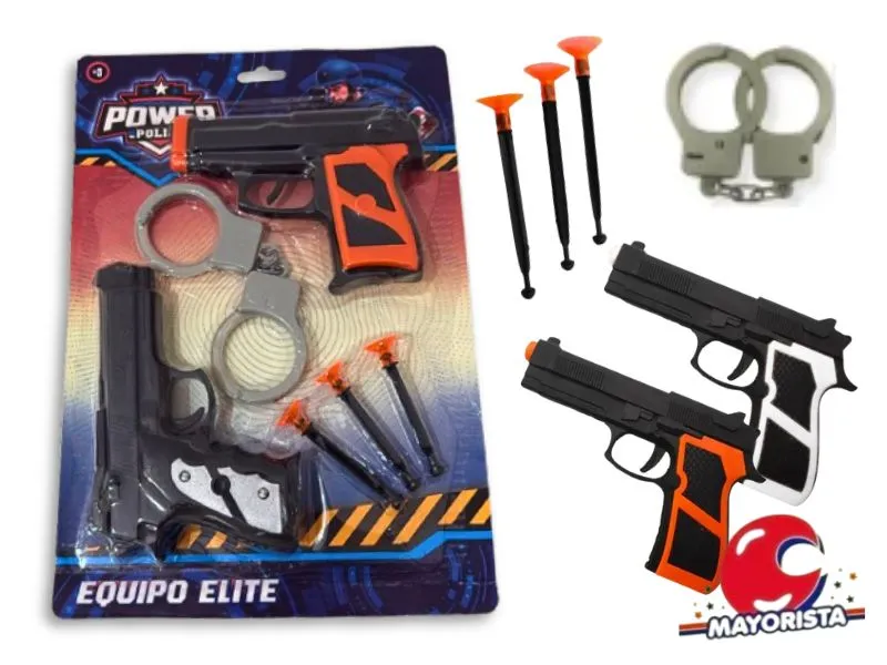 [7450077081014] SET POLICIA 2 PISTOLAS Y 4 ACCESORIOS BLISTER 31X22 (52571) KADA