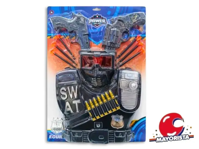 [7450077128580] SET POLICIA 2 PISTOLAS/CHAQUECO/ANTEOJOS BLISTER 53X39 (53385) KADA