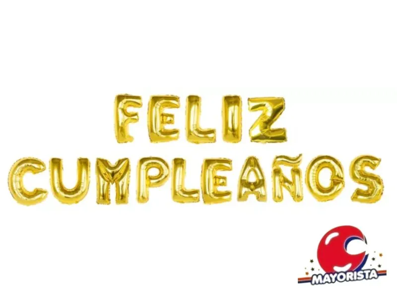 [3293] GLOBO MYLAR FRASE FELIZ CUMPLEANOS DORADA (YLX5-799) CHG
