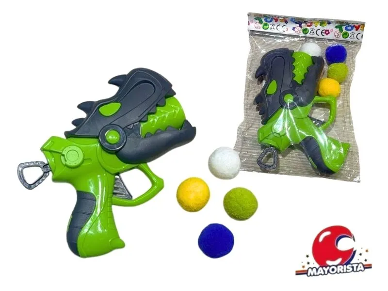 PISTOLA DINOSAURIO LANZA PELOTAS BOLSA 23X15 (SD18530) BERKMA