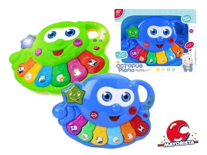 PIANO INFANTIL PULPO CON LUZ Y SONIDO CAJA 32X25 (SD25478) BERKMA