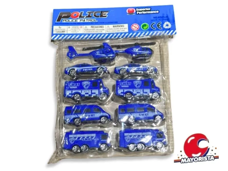 SET DE VEHICULOS POLICIA X 10 BLISTER 24X17 (SD25490) BERKMA