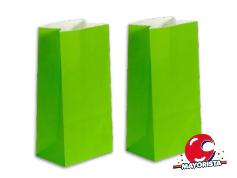 BOLSITA PAPEL X 10 VERDE MANZANA LISA 15X25X8 (EVACOR)