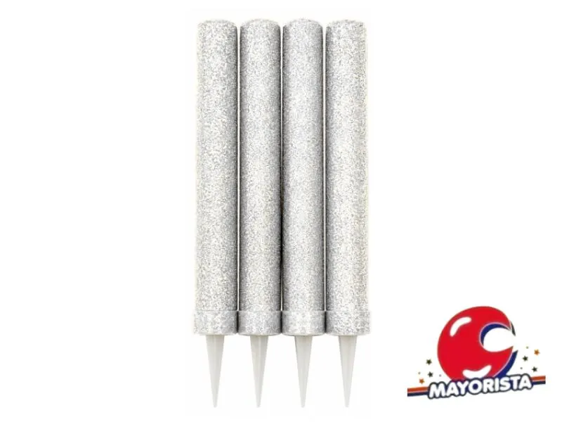 [7892] VELA BENGALA C/GIBRE BLANCA X 4 (X1) VELAS MULTICOLOR