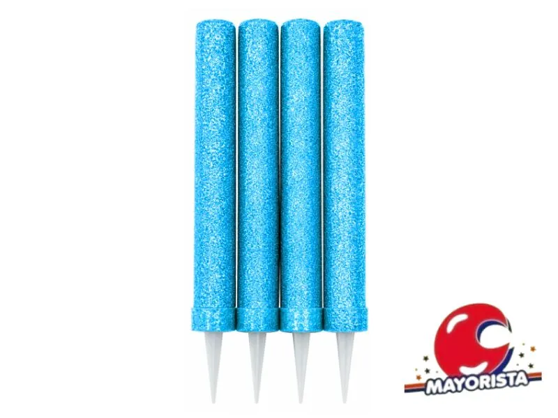 [9294] VELA BENGALA C/GIBRE CELESTE X 4 (X1) VELAS MULTICOLOR